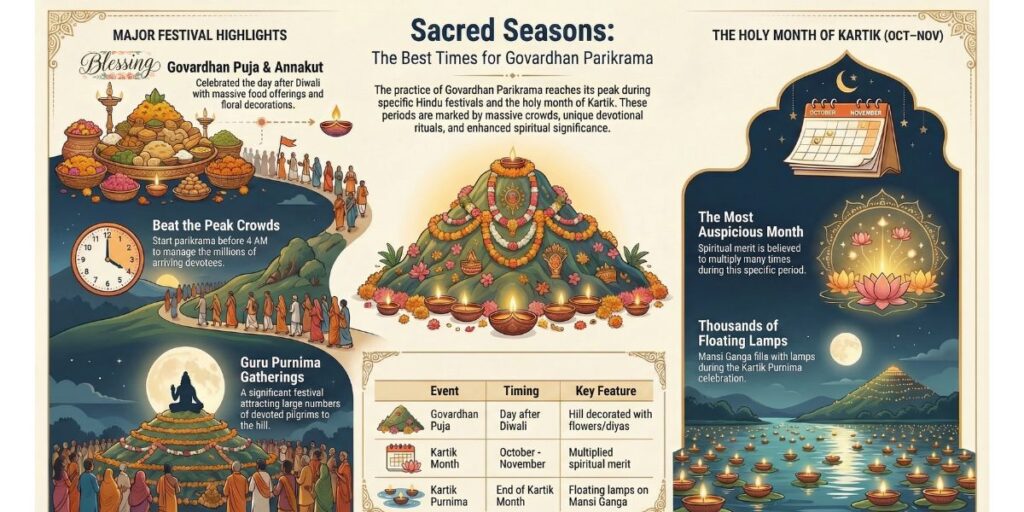 Govardhan Parikrama During Festivals – Govardhan Puja, Kartik Month & Special Events