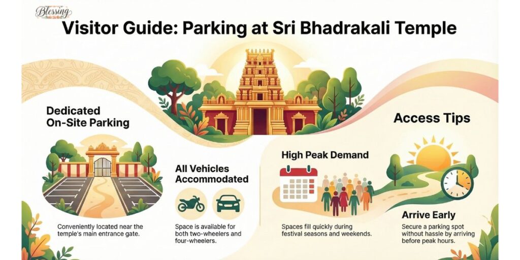 Parking Facilities and Entry Gates at Sri Bhadrakali Temple