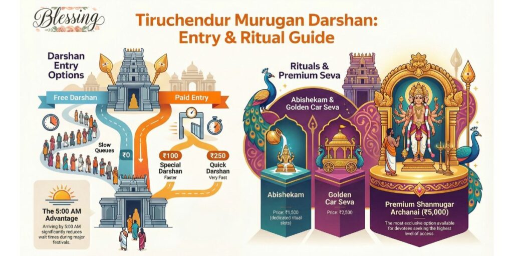 Tiruchendur Murugan Temple Darshan Options: Free & Paid Entry Guide