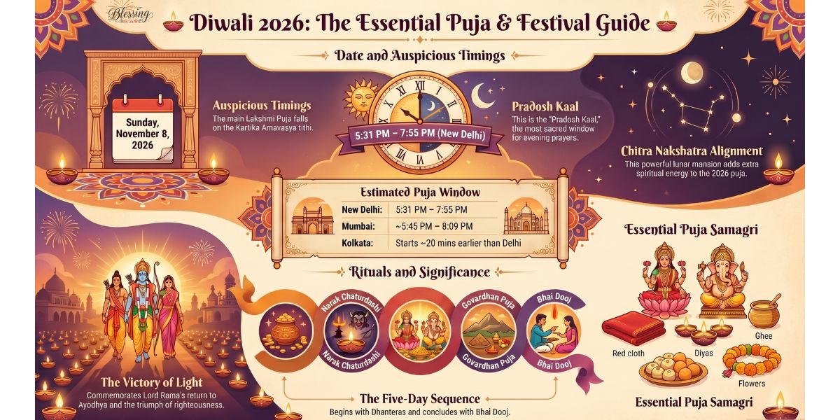 Diwali (Deepavali) 2026 – Date, Puja Time, Muhurat & Complete Guide