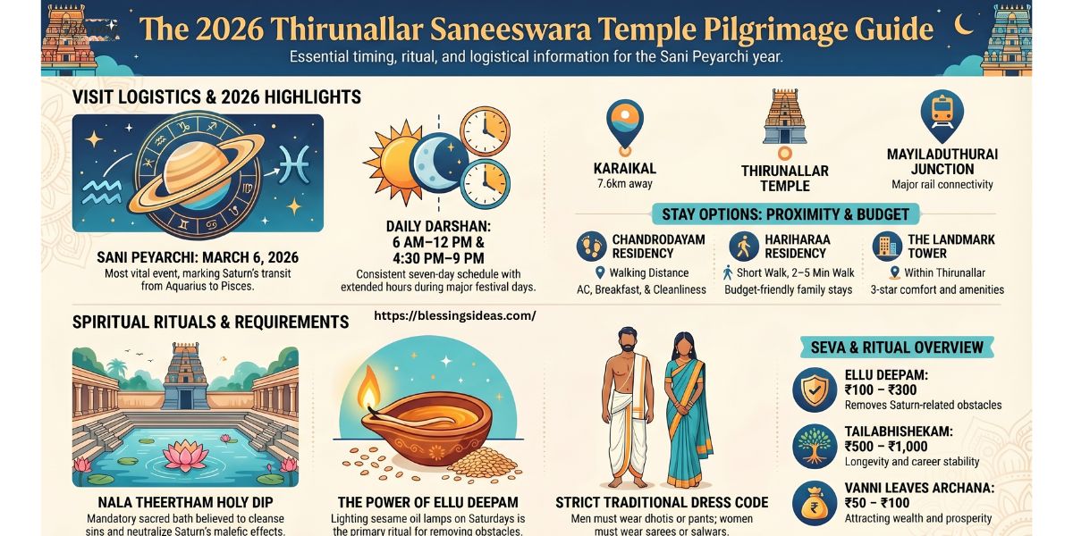 Thirunallar Temple Darshan 2026: Timings, Sani Peyarchi, Pooja Price & Complete Guide