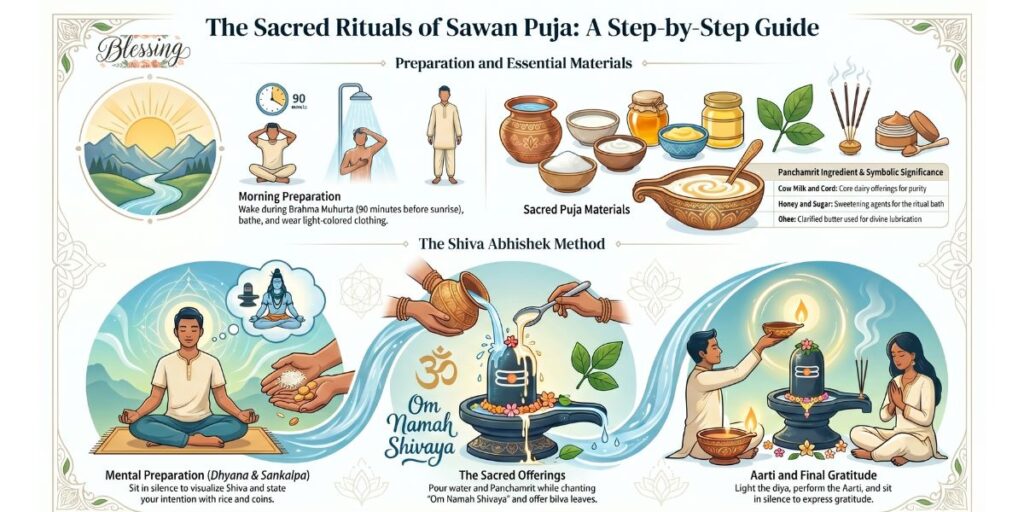 Step-by-Step Sawan Puja Vidhi (Rituals at Home)
