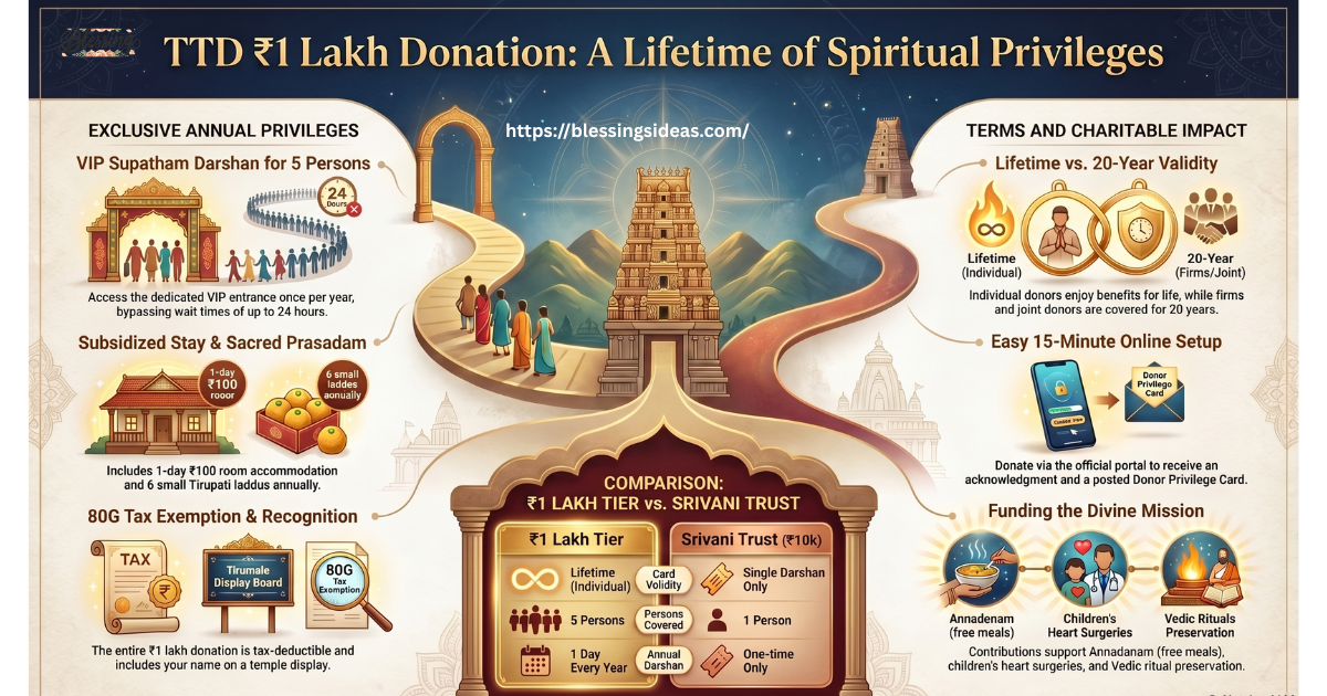 TTD 1 Lakh Donation Benefits: How Many Years? Complete Guide 2026