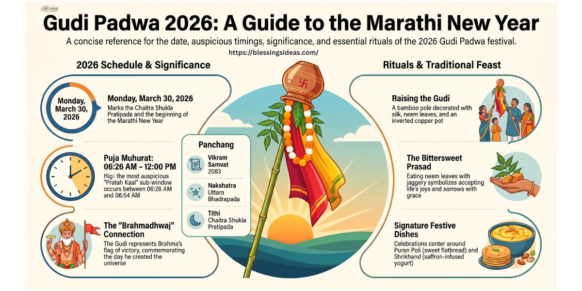 Gudi Padwa 2026 – Date, Puja Muhurat, Panchang & Celebration Guide