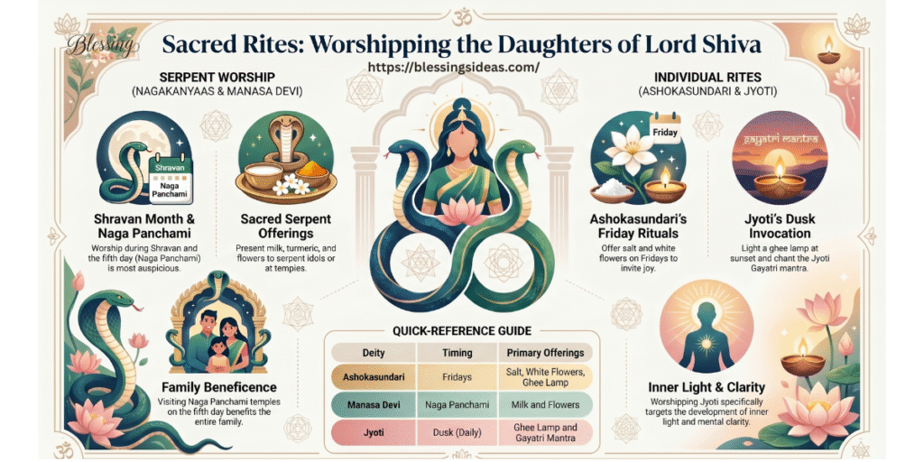 How to Worship the Daughters of Lord Shiva: Rituals and Timing