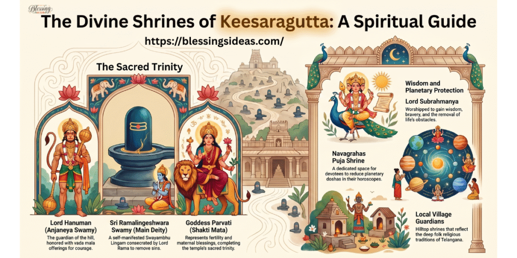 Main Deities & Shiva Lingams at Keesaragutta