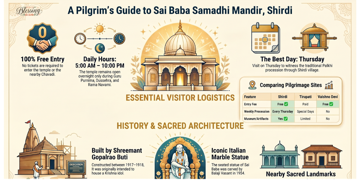 Sai Baba Samadhi Mandir Shirdi – Timings, History, Entry Fee & Complete Visitor Guide