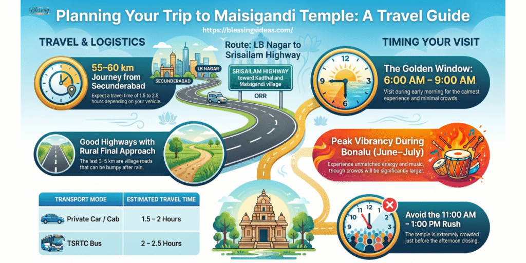 Secunderabad to Maisigandi Temple Distance