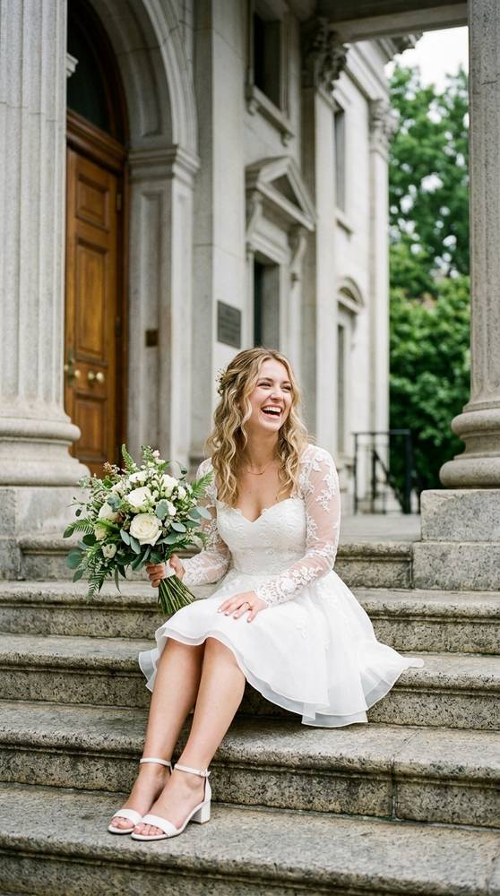 23 Cute Courthouse Wedding Dresses for a Sweet Bridal Look